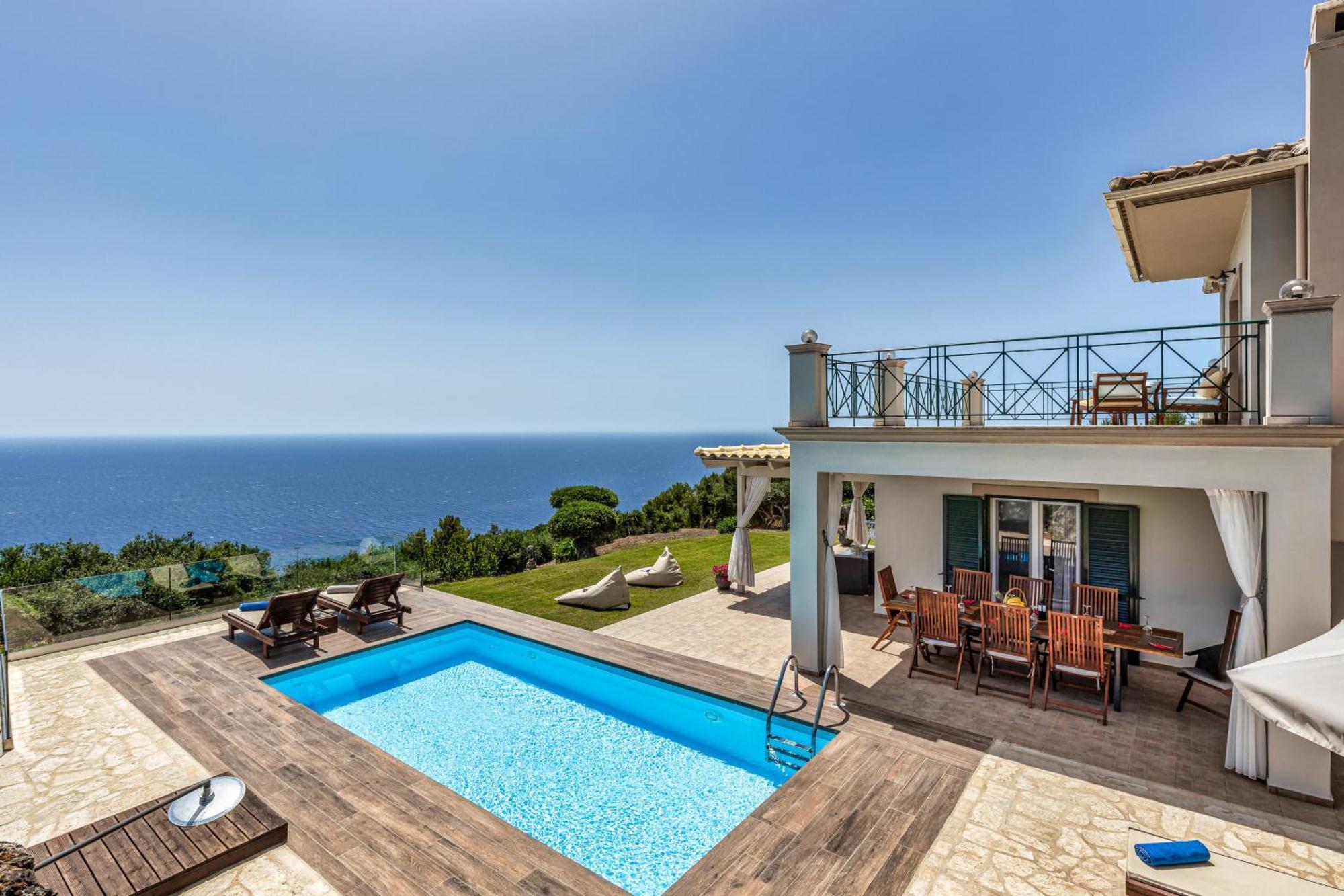 Villa Vardia-Amazing Seaviews With Heated Pool Sinarades Exterior photo